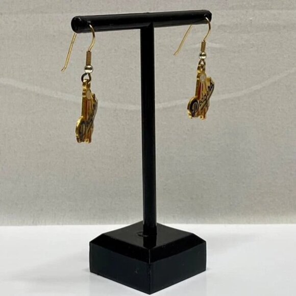LA Dodgers Baseball Earrings Vintage Official MLB 1989 Gold Dangle Hook Pierced - Picture 7 of 15